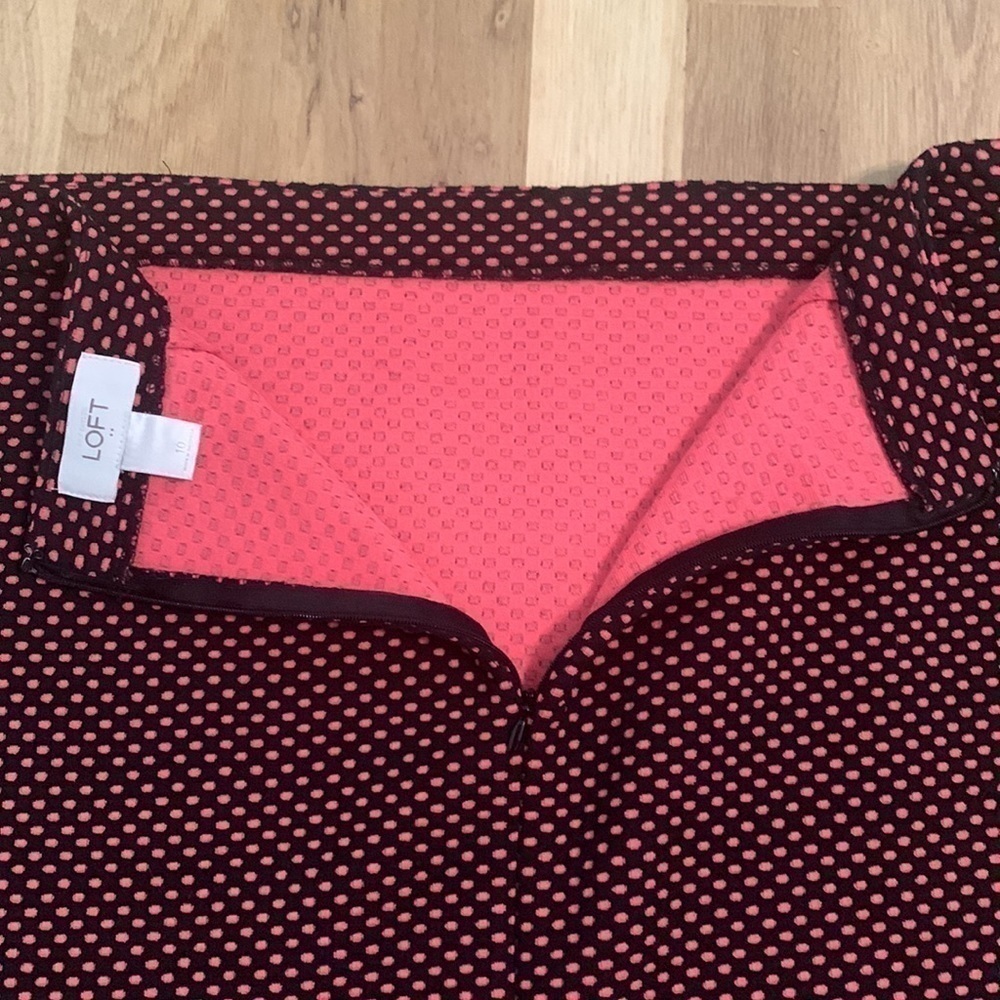 ANN Taylor LOFT Black/Pink Polka Dot Pencil Skirt Women’s 10 - Picture 6 of 7